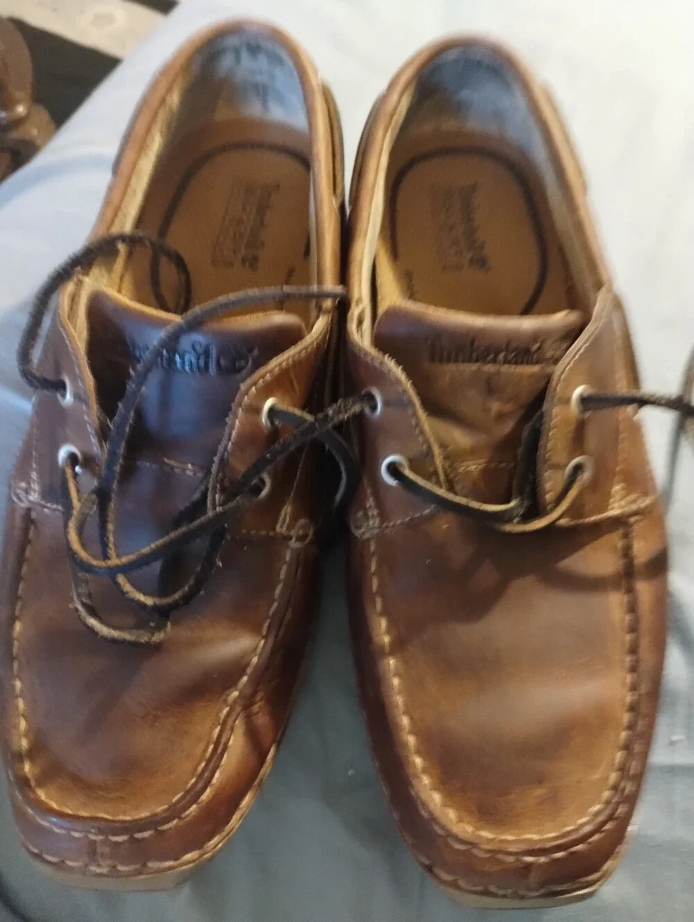 Timberland Men/ Young Men Brown Leather Boat Shoes 2 Eye Classic Sz 8M